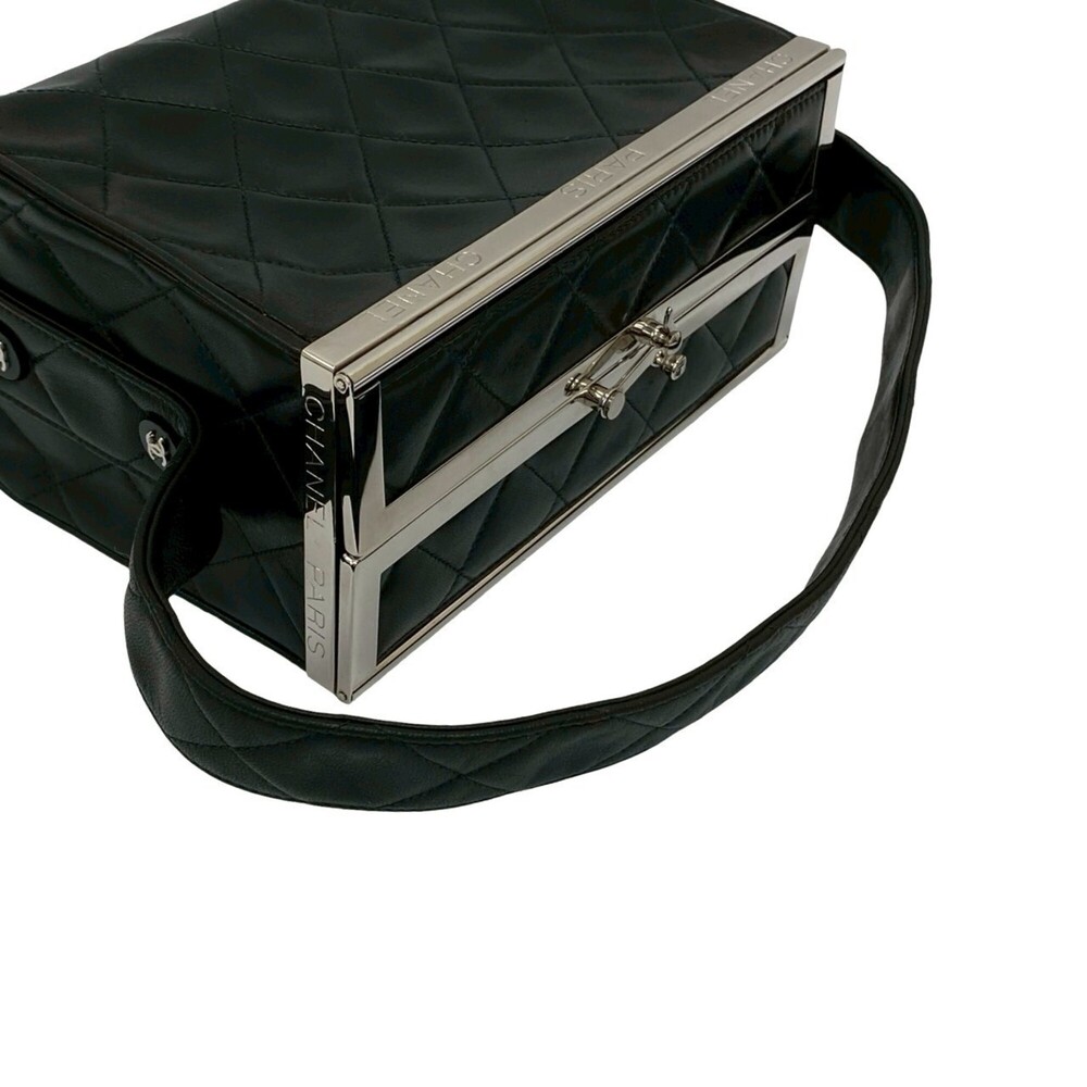 CHANEL Black Lambskin Leather Logo Vanity Bag - Picture 4 of 10